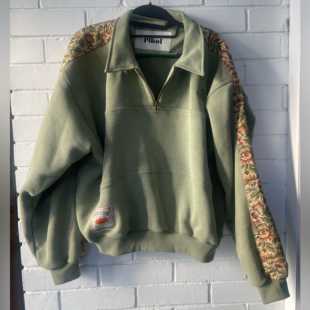 Pikol Sage Floral Embroidered Pullover